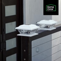 Home Zone Living Solar Post Cap Lights - Decorative Led Outdoor Post Lights With Flat Base For 4-6 In. Posts, White (2-Pack)