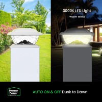 Home Zone Living Solar Post Cap Lights - Decorative Led Outdoor Post Lights With Flat Base For 4-6 In. Posts, White (2-Pack)