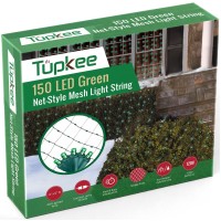 Tupkee Christmas Light Net - 150 Led Green Mesh Lights - 4 Ft X 6 Ft - Outdoor/Indoor - Net Lights For Bushes, Hedges Or Trees