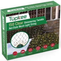 Tupkee Christmas Light Net - 150 Clear Warm Mesh Lights - Random Shimmering Twinkle Lights - 21 Of 150 Lights Twinkle - 4 Ft X 6 Ft - Outdoor/Indoor - Net Lights For Bushes, Hedges Or Trees