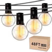 Histar 48Ft Patio String Lights Led Waterproof Edison Bulbs For Indoor, Outdoor, Porch, Backyard, Balcony, Bistro, Cafe Lights Decor