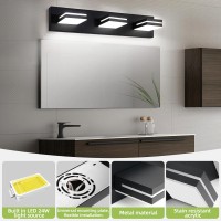 Okeli Bathroom Light Fixtures Black Modern 3Lights Vanity Light Over Mirror Led Dimmable 350 Adjustable Lamp Head 24W 6000K Coo