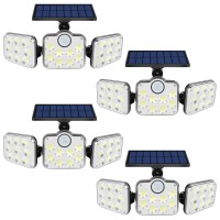 Ybing Solar Lights Outdoor, 4 Pack Solar Powered Outdoor Lights Waterproof With Motion Sensor, 3 Adjustable Heads, 270 Wide Angle For Garage Patio Porch Garden Yard