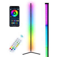 Wisimmall Rgb Corner Floor Lamp, Bluetooth App And Remote Control Music Sync Led Modern Floor Lamp For Living Room, Light Timing, 398 Dimmable Modes, 645 Rgb Color Changing Mood Lighting