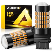 Auxito 3157 Led Bulbs Amber For Turn Signal Side Marker Lights 500% Brighter 3056 3156 3057 4157 Led 102-Smd Chipsets With Projector For Blinker Turn Signal Side Marker Lights, Pack Of 2