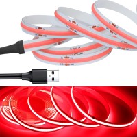 Cob Led Strip Lights Usb Powered 5V, 4.92Ft/1.5M Flexible Led Tape Lights Cri 80+ 800Lm/M 320Leds/M For Indoors Outdoors Diy D�Cor - Red