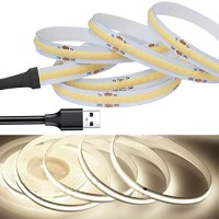 Rye Cob Led Strip Lights 4000K Nature White, 8.2Ft/2.5M Usb Powered 5V Flexible Led Tape Lights Cri 80+ 800Lm/M 320Leds/M For Indoors Outdoors Diy D�Cor