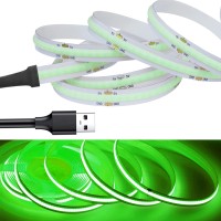 Rye Cob Led Strip Lights Usb Powered 5V, 14.76Ft/4.5M Flexible Led Tape Lights Cri 80+ 800Lm/M 320Leds/M For Indoors Outdoors Diy D�Cor - Green