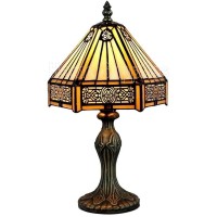 Home Supplies Tiffany Lamps, Stained Glass Handmade Tiffany Vintage Bedside Table Lamps For Living Room, Bedroom, And Lounge 8 Inches Shade Diameter And 13 Inches Stand Height. (Period Tiffany Style)