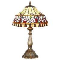 Home Supplies Tiffany Lamps, Stained Glass Handmade Tiffany Vintage Bedside Table Lamps For Living Room, Bedroom, And Lounge 12 Inches Wide, 18 Inches Height (Floral Design Tiffany Table Lamp)