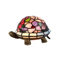 Dale Tiffany Ta20109 Toto Turtle Floral Accent Lamp, Antique Bronze Multicolor