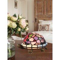 Dale Tiffany Ta20109 Toto Turtle Floral Accent Lamp, Antique Bronze Multicolor