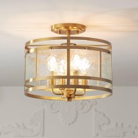 Franklin Iron Works Elwood Finish Modern Industrial Outdoor Ceiling Light Semi Flush Mount Fixture Gold Metal 13