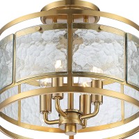 Franklin Iron Works Elwood Finish Modern Industrial Outdoor Ceiling Light Semi Flush Mount Fixture Gold Metal 13