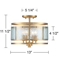 Franklin Iron Works Elwood Finish Modern Industrial Outdoor Ceiling Light Semi Flush Mount Fixture Gold Metal 13