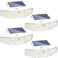 Incx Solar Lights Outdoor With Motion Sensor, 3 Heads Security Lights Solar Powered, 118 Led Flood Light Motion Detected Spotlight For Garage Yard Entryways Patio, Ip65 Waterproof, White, 4 Pack