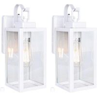 Yoonlit Smartlife Dusk To Dawn Outdoor Wall Lantern, Exterior Waterproof Wall Sconce Fixtures, Anti-Rust Front Porch Lights Plus Clear Glass For Patio, Doorway, Garage, Entryway, White, 2-Pack