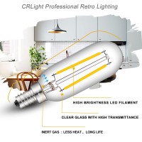 Crlight 2W Led Candelabra Bulb 4000K Daylight White, 25W Equivalent 250Lm, E12 Led Light Bulbs, Antique Edison Style T25 Tiny Tubular Bulbs, Non-Dimmable, Pack Of 10