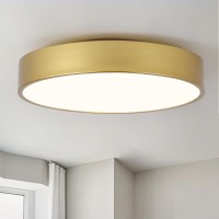 Politamp Modern Gold Flush Mount Ceiling Light Fixture Contemporary 3Light Round Ceiling Lights With White Acrylic Shade For Ha