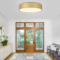 Politamp Modern Gold Flush Mount Ceiling Light Fixture Contemporary 3Light Round Ceiling Lights With White Acrylic Shade For Ha