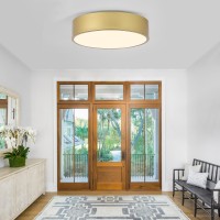 Politamp Modern Gold Flush Mount Ceiling Light Fixture Contemporary 2Light Round Ceiling Lights With White Acrylic Shade For Ha