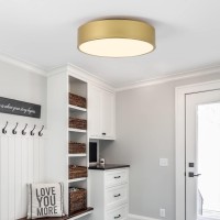 Politamp Modern Gold Flush Mount Ceiling Light Fixture Contemporary 2Light Round Ceiling Lights With White Acrylic Shade For Ha