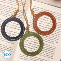 3Pcs Leather Necklace Magnifying Glass, 10X Reading Magnifier For Seniors & Kids, 80Mm Magnifying Lens For Book Newspapers Reading,Inspection, Coins, Jewelry, Exploring