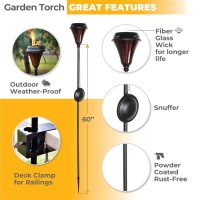 Garden Torch Large Flame - Deco Home Garden Torch Set Of 2 | Citronella Garden Outdoor/Patio Outdoor Lighting Torch For Party Patio Pathway With Spikes And Deck Clamp | Caramel Black