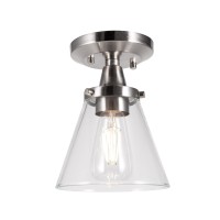 Gruenlich Semi Flush Mount Ceiling Light Fixture For Outdoor And Indoor, E26 Medium Base, Metal Housing Plus Clear Glass, Bulb Not Included, 1-Pack, Nickel Finish