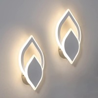 S'Afielina Wall Lights Indoor Modern Rotatable Led Wall Lamp 3 Light Colours Dimmable Wall Lighting Cool White Neutral Warm White For Bedroom Living Room Hallway (White, Pack Of 2)