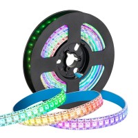 Sezo Ws2812B Led Strip Light 3.3Ft/1M Individually Addressable Programmable 5050Smd Digital Rgb Alloy Wires Flexible Dream Color 144Leds/M Ip65 Waterproof Pcb White Dc5V