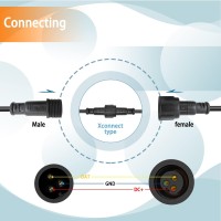 Xconnect Type 3 Core 10 Pair 20In Length Waterproof Led Connectors Black Pigtail Male And Female Waterproof Ip65 Connector For L