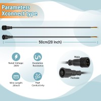 Xconnect Type 3 Core 10 Pair 20In Length Waterproof Led Connectors Black Pigtail Male And Female Waterproof Ip65 Connector For L