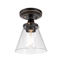 Gruenlich Semi Flush Mount Ceiling Light Fixture For Outdoor And Indoor, E26 Medium Base, Metal Housing Plus Clear Glass, Bulb Not Included, 1-Pack, Oil Rubbed Bronze Finish