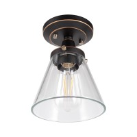 Gruenlich Semi Flush Mount Ceiling Light Fixture For Outdoor And Indoor, E26 Medium Base, Metal Housing Plus Clear Glass, Bulb Not Included, 1-Pack, Oil Rubbed Bronze Finish