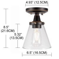 Gruenlich Semi Flush Mount Ceiling Light Fixture For Outdoor And Indoor, E26 Medium Base, Metal Housing Plus Clear Glass, Bulb Not Included, 1-Pack, Oil Rubbed Bronze Finish