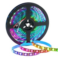 Sezo Ws2812B Eco Led Strip Light 16.4Ft/5M Individually Addressable Programmable 5050Smd Digital Rgb Alloy Wires Flexible Dream Color 60Leds/M Ip65 Waterproof Pcb Black Dc5V