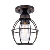 Gruenlich Semi Flush Mount Ceiling Light Fixture For Outdoor And Indoor, One E26 Medium Base 60W Max, Metal Housing And Metal Cage, Bulb Not Included, 1-Pack, Oil Rubbed Bronze Finish