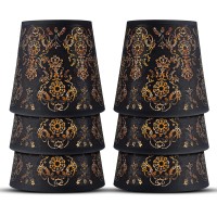 Yisun Lamp Shades Set Of 6, Chandelier Small Lamp Shade, Bell, Clip On Little Droplight Wall Lamp Candle Chandelier Lamp Shade (Black/Texture)