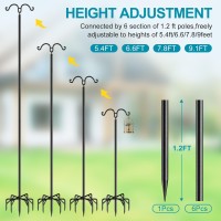 Flanagan String Light Poles 2 Pack,9Ft Poles For Outdoor String Lights,7-Prong Patio Light Poles For String Lights, Metal Poles Stand For Outdoor Hanging Banner,Light Pole For Parties