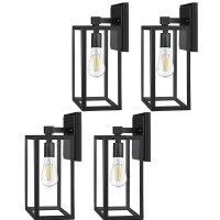 Partphoner 4 Pack Outdoor Wall Lights, Exterior Light Fixtures Wall Mount, Waterproof Black Porch Lights, Anti-Rust Wall Lamp, Wall Sconce Lighting With Clear Glass For Garage, Doorway