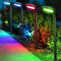 Solar Lights Outdoor Waterproof, 150 Lumen Bright Solar Pathway Lights Color Changing Solar Pathway Light Halloween Lights Christmas Decorations For Outside Landscape Yard Path Garden Walkway, 4 Pack