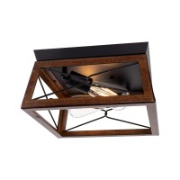 Gruenlich Semi Flush Mount Ceiling Light Fixture, 2-Light E26 Medium Base, Metal Housing, Etl Rated, Bulbs Not Included, Square-Wood