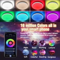 Aphyni Aijia Rgb Smart Ceiling Light Fixture-Compatible With App Control/Alexa/Google Home-24W 12Inch Dimmable Flush Mount-3000K-6500K Color Changing Ceiling Light For Living Room/Bedroom/Kids Room