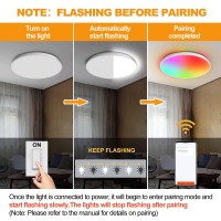 Aphyni Aijia Rgb Smart Ceiling Light Fixture-Compatible With App Control/Alexa/Google Home-24W 12Inch Dimmable Flush Mount-3000K-6500K Color Changing Ceiling Light For Living Room/Bedroom/Kids Room