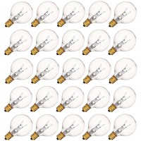 Konictom G40 Replacement Light Bulbs 5W Clear Globe Bulb Fits E12 C7 Candelabra Screw Base Sockets, 1.5 Inch Dimmable Light Bulbs For Indoor Outdoor Patio Decor, Pack Of 25