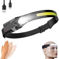 Rechargeable Led Headlamp,Cob230? Wide Beam, 5 Modes Of Lightweight Headlamps With Motion Sensors, Type-C Usb Charging,Suitable For Night Running, Fishing, Cycling, Camping.