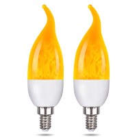 Venforze E12 Led Candelabra Flame Light Bulbs For Outdoor Use, 3 Mode 1800K Warm White Led Flame Bulb, Halloween Christmas Flame Light Bulb, 2 Packs