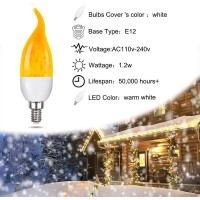 Venforze E12 Led Candelabra Flame Light Bulbs For Outdoor Use, 3 Mode 1800K Warm White Led Flame Bulb, Halloween Christmas Flame Light Bulb, 2 Packs