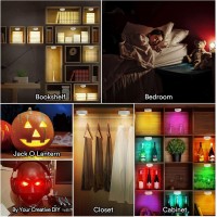 Onumii 6 Pack Led Puck Lights Battery Operated, 16 Color Changing Dimmable Under Cabinet Lights With Remote Control For Bookshelf, Counter Shelf, Bookcase, Wardrobes (White)